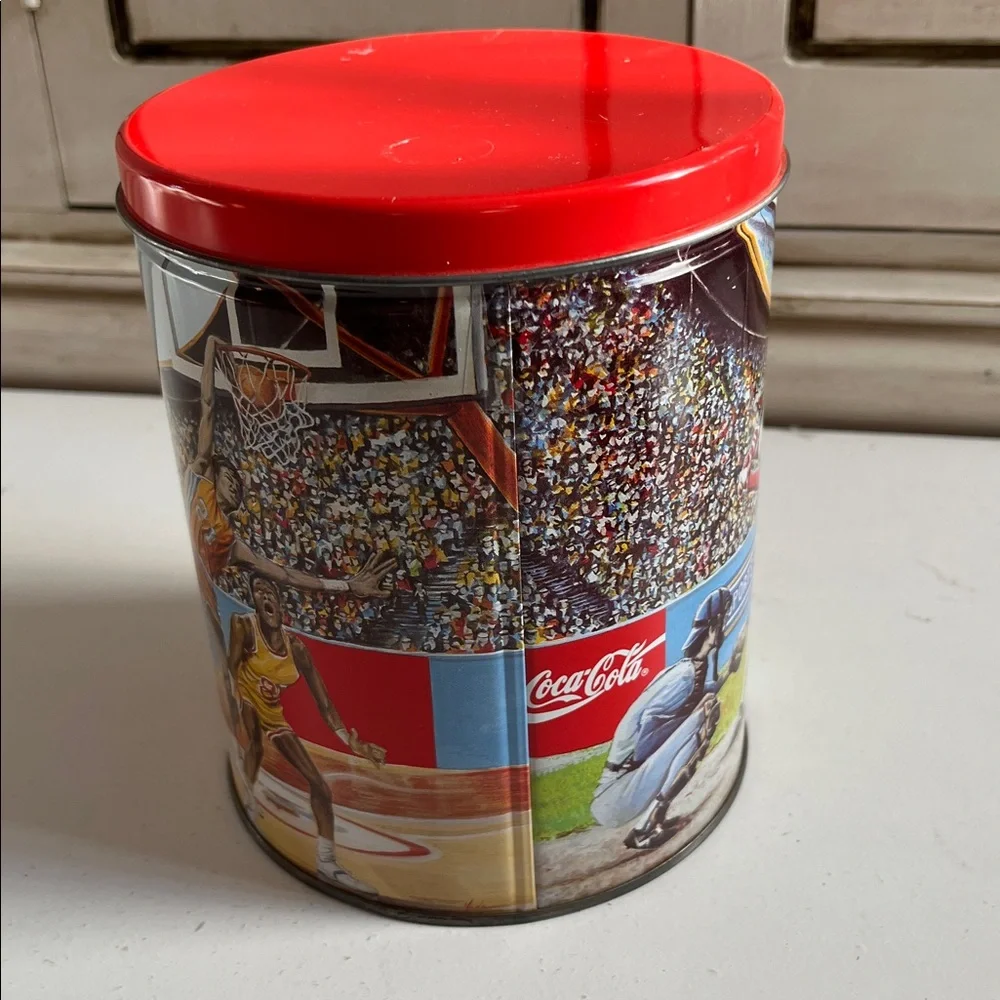 Vintage Coca Cola Collector Football Basketball Baseball Sports Tin w/puzzle